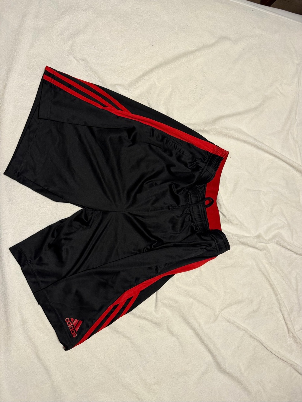 adidas Men’s Black Athletic Shorts with Red Trim